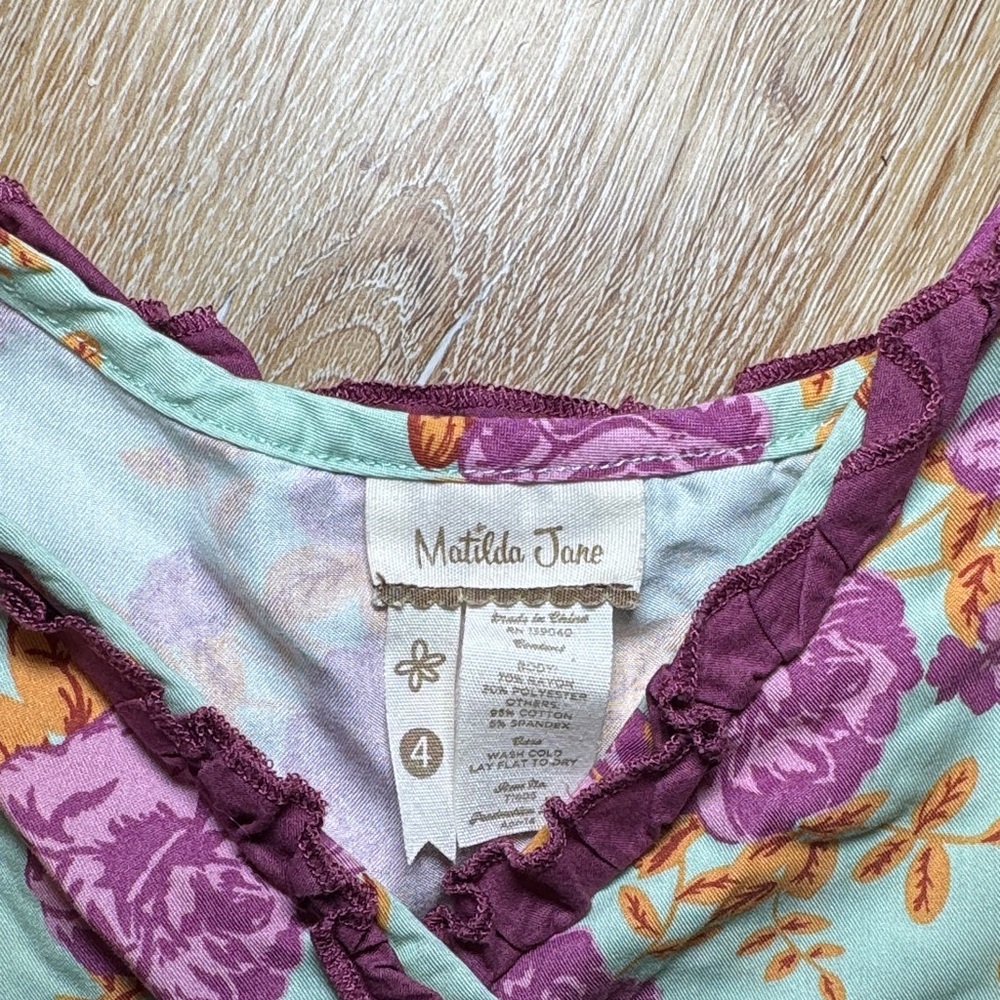 Matilda Jane Floral Baby top with Purple and Blue Accents size 4 - Picture 3 of 5
